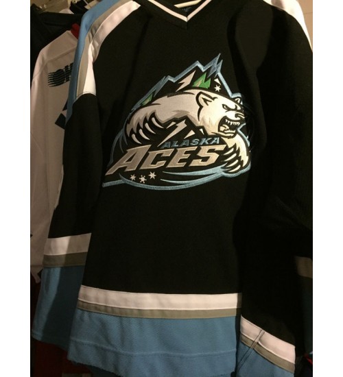 Custom ECHL 2012 13 Alaska Aces 49 William Wrenn Away Jersey Black